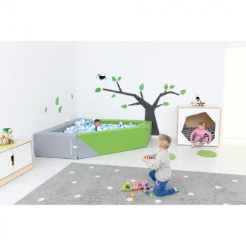 Ballbad 3eckig, grau-hellgrün, H 45, inkl. Bälle