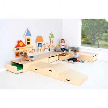 Quadratpodest, Höhe 20 cm, Linoleum beige