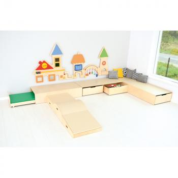 Podest Rampe, Höhe 20 cm, Linoleum beige