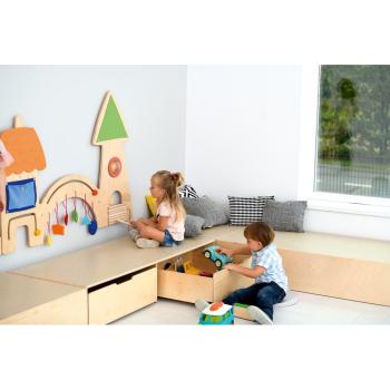 Podest für 2 Schübe, lange Seite, Linoleum beige