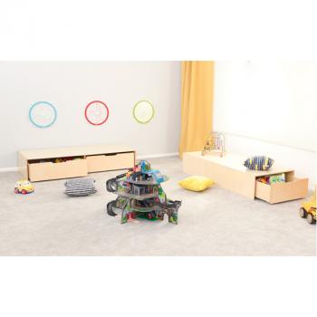 Podest für 2 Schübe, schmale Seite, Linoleum beige