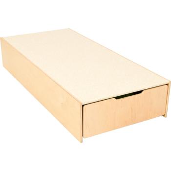 Podest mit Auszugsbett, Linoleum beige