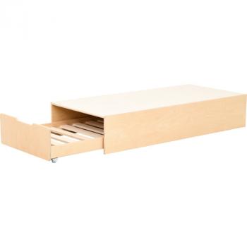 Podest mit Auszugsbett, Linoleum beige