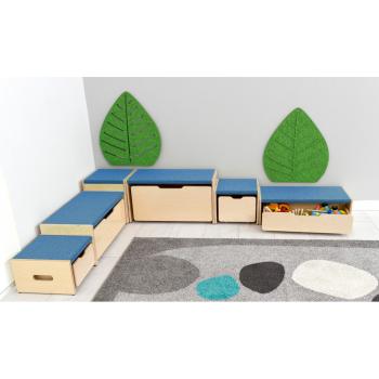 Podestbänke mit tretford-Teppichbelag, 6er-Set