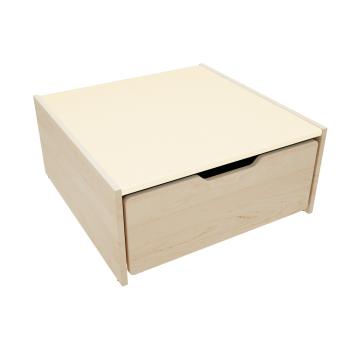 Spielpodest mit Rollkasten, Linoleum beige