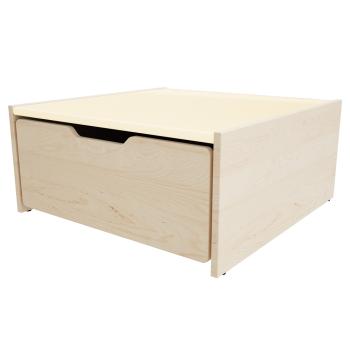 Spielpodest mit Rollkasten, Linoleum beige