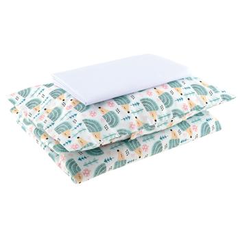 Bettwäscheset klein, mit Kissen und Decke, weiss mit Igelchen