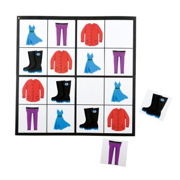 Zweiseitiges Sudoku 4 x 4 - Gemüse und Kleidung