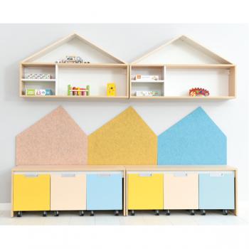 Wandschutz aus PET-Recyclingmaterial, Haus, H 65, beige