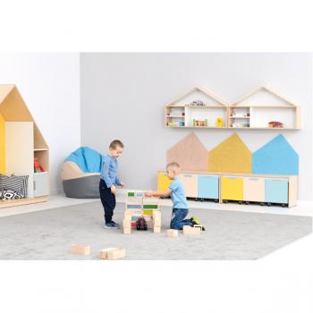 Wandschutz aus PET-Recyclingmaterial, Haus, H 65, blau