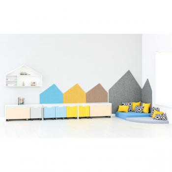 Wandschutz aus PET-Recyclingmaterial, Haus, H 65, gelb