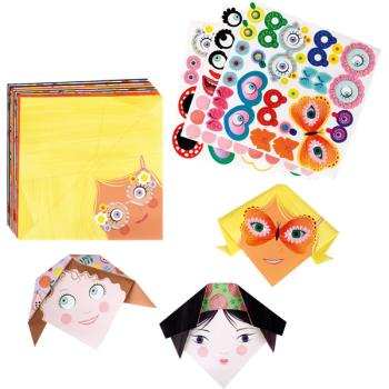 Origami-Set mit Stickern - Gesichter