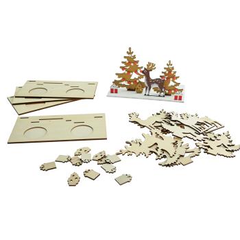 Teelichthalter aus Holz - mit Rentieren