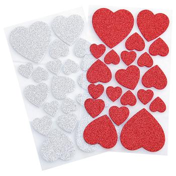 Moosgummi Glitter-Sticker - Herzen
