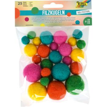 Filzkugeln, 25 Stck. - Kunterbunt