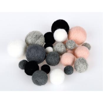 Filzkugeln, 25 Stck. - Grau-Rosa