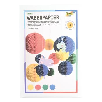 Wabenpapier Grundfarben, 4 Bogen
