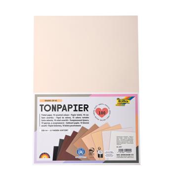 Farbiges Tonpapier, 100 Blatt, A4, 10 Farben