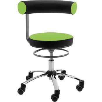 Sanus Gesundheitsstuhl mit Kunstlederbezug, feststellbare Bürorollen - hellgrün/schwarz