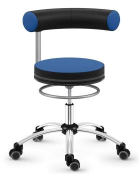 Sanus Gesundheitsstuhl mit Kunstlederbezug, SH 36-43 cm, Rollen mit Rollstopp - blau/schwarz