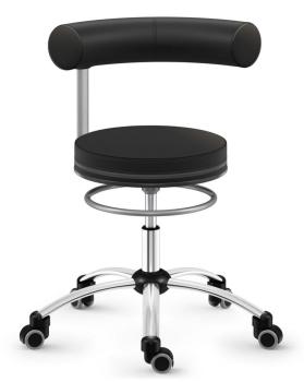 Sanus Gesundheitsstuhl mit Kunstlederbezug, SH 36-43 cm, feststellbare Bürorollen - schwarz/schwarz