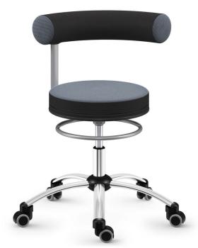 Sanus Gesundheitsstuhl mit Stoffbezug, SH 36-43 cm, feststellbare Bürorollen - grau/schwarz