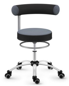 Sanus Gesundheitsstuhl mit Stoffbezug, SH 36-43 cm, Rollen mit Rollstopp - grau/schwarz