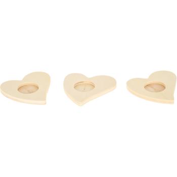 Teelichthalter aus Holz – Herz 3er Set