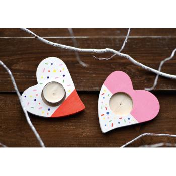 Teelichthalter aus Holz – Herz 3er Set