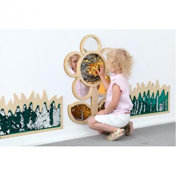 Wanddekoration mit Streichpailletten - Gras