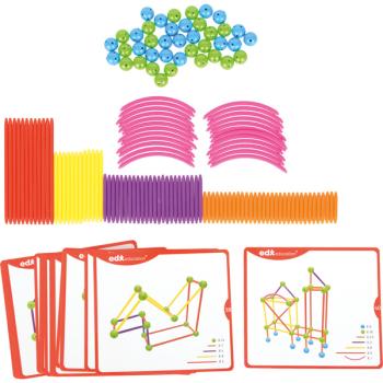 Konstruktions-Set für geometrische Körper, mit Aufgabenkarten - für Anfänger
