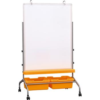 Magnetisches Whiteboard, mobil, 75 x 100 cm - gelbe Behälter