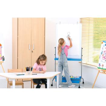 Magnetisches Whiteboard, mobil, 75 x 100 cm - blaue Behälter