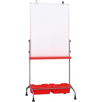 Magnetisches Whiteboard, mobil, 75 x 100 cm - rote Behälter