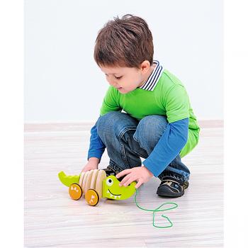 Holz-Nachziehtier Krokodil