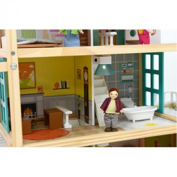 Puppenhaus mit Puppen und Ausstattung