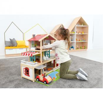 Puppenhaus mit Puppen und Ausstattung