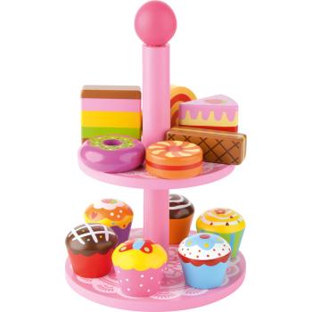 Etagere mit Süssgebäck, aus Holz