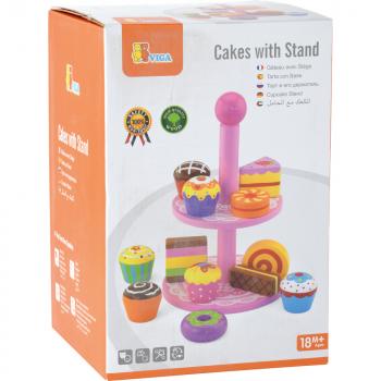 Etagere mit Süssgebäck, aus Holz