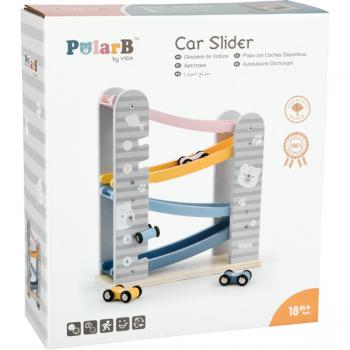 Holzrollbahn mit Autos