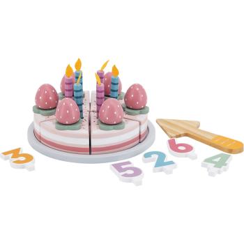 Torte aus Holz, mit Erdbeeren