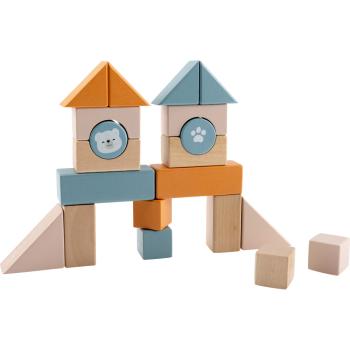 Holzanhänger mit Bausteinen