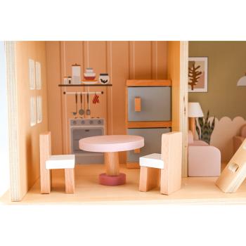 Möbliertes Puppenhaus in Rosa