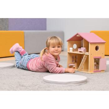 Möbliertes Puppenhaus in Rosa