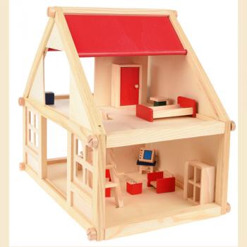 Holzhaus mit Möbeln