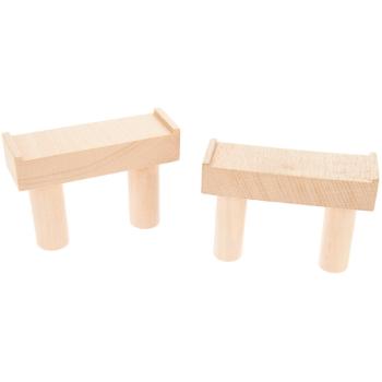 Holzschienen Set 28, Doppelbahn, 2 Pfeiler