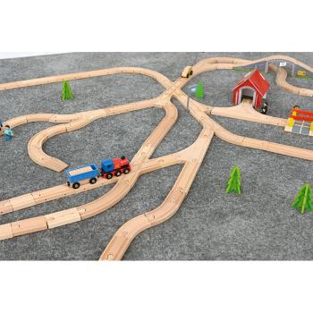 Holzeisenbahn, Doppelbahn, Grundset G, 144 Elemente