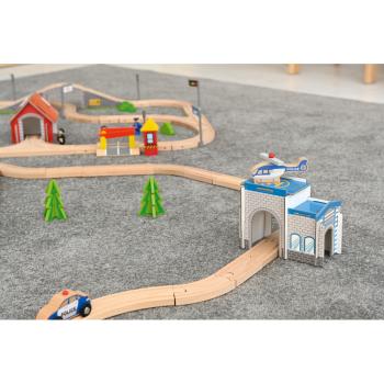 Holzeisenbahn, Doppelbahn, Grundset G, 144 Elemente