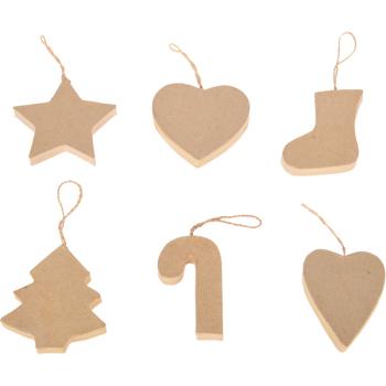 Pappmaschee-Weihnachtsschmuck, 6-er Set