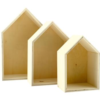 Holzhäuschen zum Dekorieren, 3er-Set